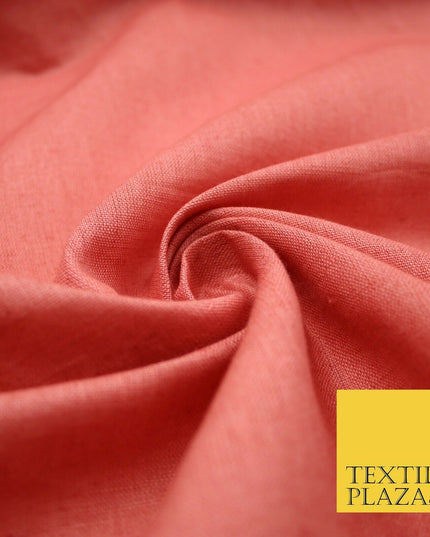 Dusty Salmon Pink Luxury Plain Cotton Linen Fabric 10 Colours Dress Craft 571