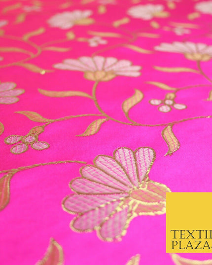 Traditional Oriental Chinese Brocade Metallic Floral Satin Jacquard Fabric 59"