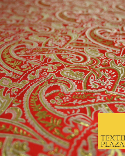 Intricate Paisley Oriental Chinese Brocade Metallic Satin Jacquard Fabric 59"