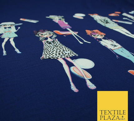 Premium Striped Palm Trees Elephant Retro Printed Bubble Crepe Dress Fabric 58"