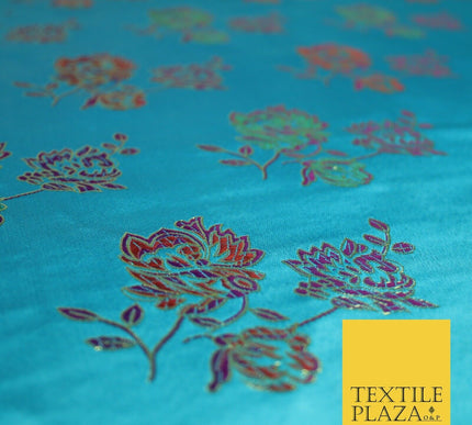 Traditional Oriental Chinese Brocade Metallic Floral Satin Jacquard Fabric 59"