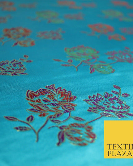 Traditional Oriental Chinese Brocade Metallic Floral Satin Jacquard Fabric 59"