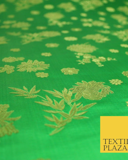 Traditional Oriental Chinese Brocade Metallic Floral Satin Jacquard Fabric 59"