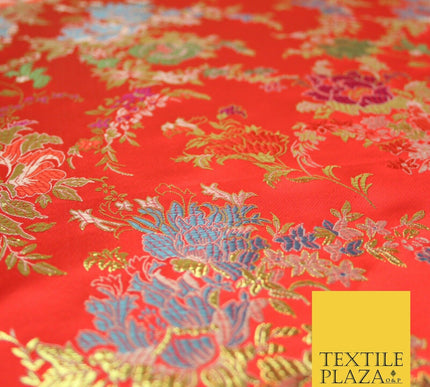 Traditional Oriental Chinese Brocade Metallic Floral Satin Jacquard Fabric 59"