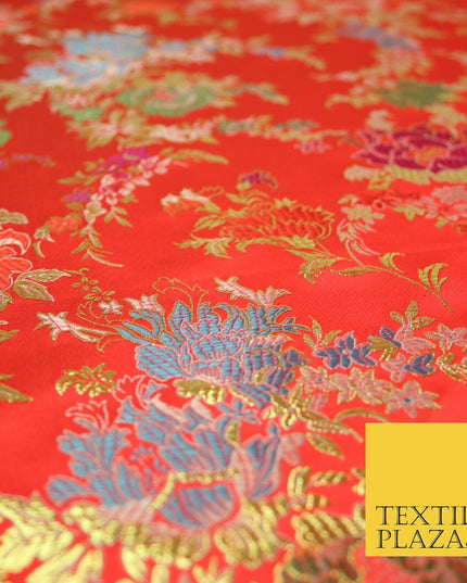 Traditional Oriental Chinese Brocade Metallic Floral Satin Jacquard Fabric 59"