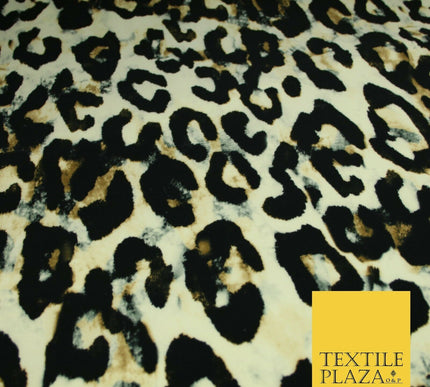 Jungle Leaves Floral Animal Cheetah Print Soft Stretch Jersey Dress Fabric Craft