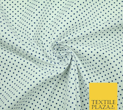 White Navy Blue Red Pin Dot Polka Small Spotted Poly Cotton Fabric Dress Craft