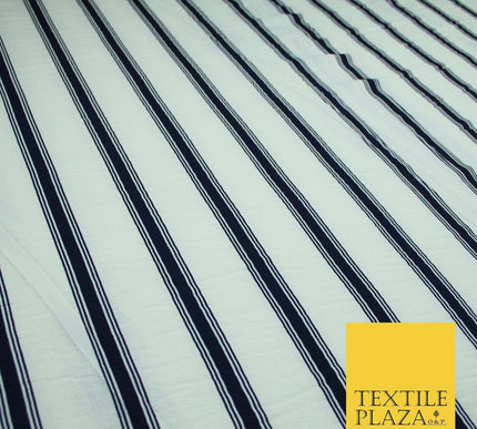 Premium Striped Palm Trees Elephant Retro Printed Bubble Crepe Dress Fabric 58"