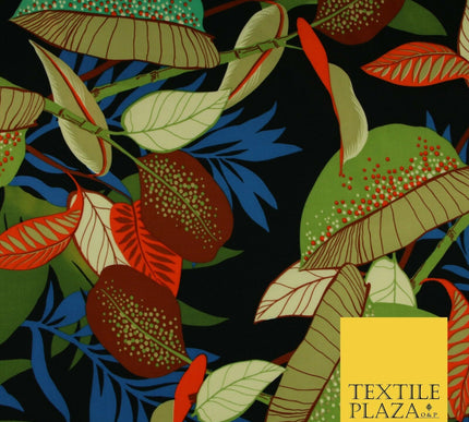 Jungle Leaves Floral Animal Cheetah Print Soft Stretch Jersey Dress Fabric Craft