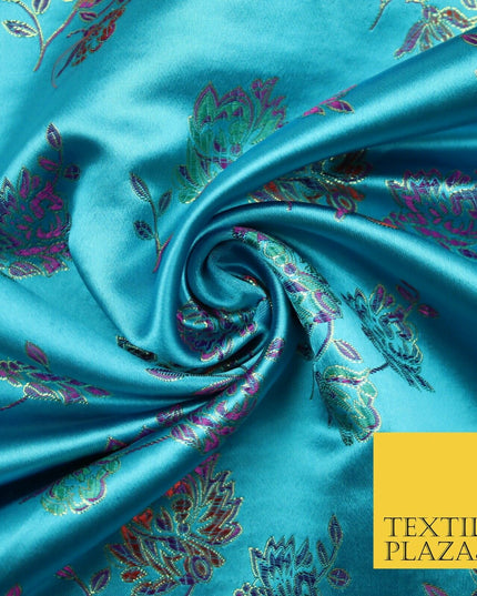 Traditional Oriental Chinese Brocade Metallic Floral Satin Jacquard Fabric 59"