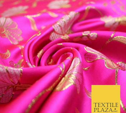 Traditional Oriental Chinese Brocade Metallic Floral Satin Jacquard Fabric 59"