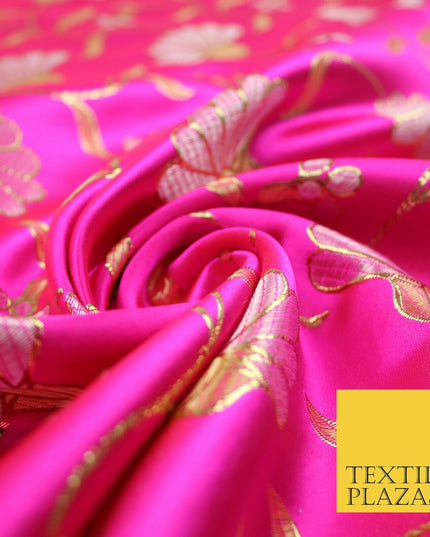 Traditional Oriental Chinese Brocade Metallic Floral Satin Jacquard Fabric 59"