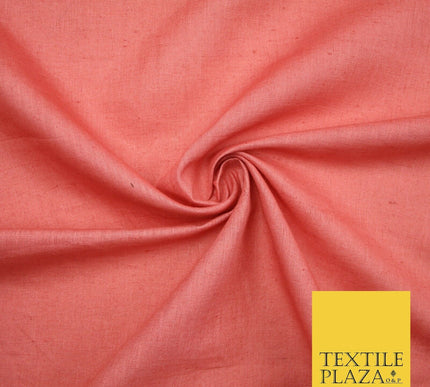 Dusty Salmon Pink Luxury Plain Cotton Linen Fabric 10 Colours Dress Craft 571