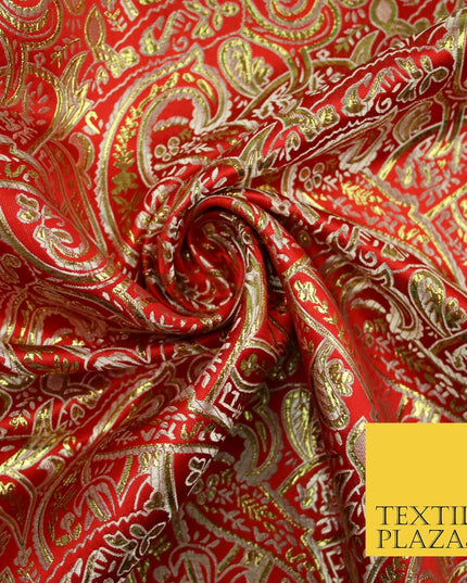 Intricate Paisley Oriental Chinese Brocade Metallic Satin Jacquard Fabric 59"