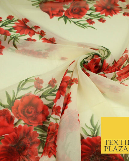 Various Floral Printed Gold Metallic Shimmer Georgette Dress Fabric Shaded Drape