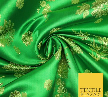 Traditional Oriental Chinese Brocade Metallic Floral Satin Jacquard Fabric 59"