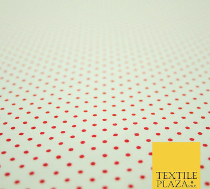 White Navy Blue Red Pin Dot Polka Small Spotted Poly Cotton Fabric Dress Craft
