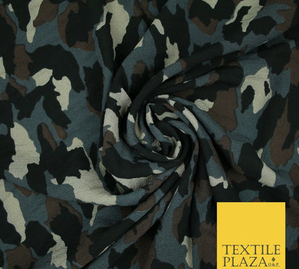 Premium Abstract Animal Mosaic Retro Printed Bubble Crepe Dress Fabric 58" 147cm