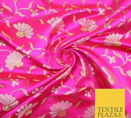 Traditional Oriental Chinese Brocade Metallic Floral Satin Jacquard Fabric 59"