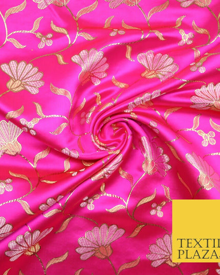 Traditional Oriental Chinese Brocade Metallic Floral Satin Jacquard Fabric 59"