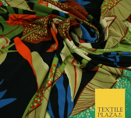 Jungle Leaves Floral Animal Cheetah Print Soft Stretch Jersey Dress Fabric Craft