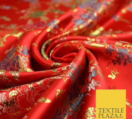 Traditional Oriental Chinese Brocade Metallic Floral Satin Jacquard Fabric 59"
