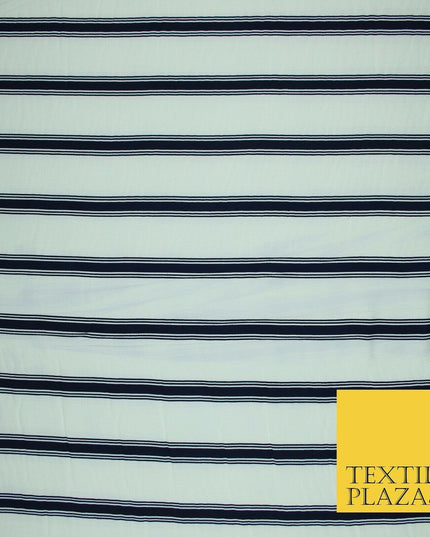 Premium Striped Palm Trees Elephant Retro Printed Bubble Crepe Dress Fabric 58"