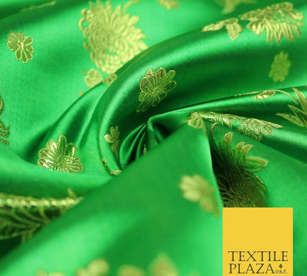 Traditional Oriental Chinese Brocade Metallic Floral Satin Jacquard Fabric 59"