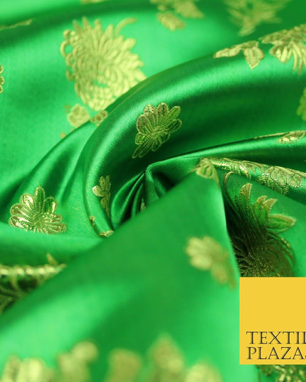 Traditional Oriental Chinese Brocade Metallic Floral Satin Jacquard Fabric 59"