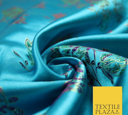 Traditional Oriental Chinese Brocade Metallic Floral Satin Jacquard Fabric 59"