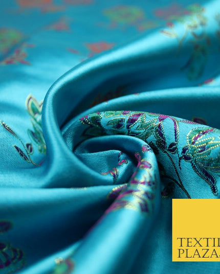 Traditional Oriental Chinese Brocade Metallic Floral Satin Jacquard Fabric 59"