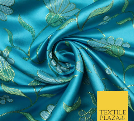 Traditional Oriental Chinese Brocade Metallic Floral Satin Jacquard Fabric 59"