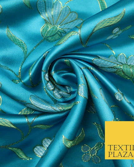 Traditional Oriental Chinese Brocade Metallic Floral Satin Jacquard Fabric 59"