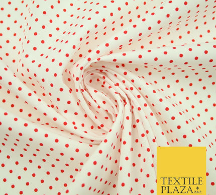 White Navy Blue Red Pin Dot Polka Small Spotted Poly Cotton Fabric Dress Craft