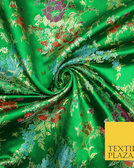 Traditional Oriental Chinese Brocade Metallic Floral Satin Jacquard Fabric 59"