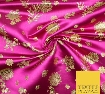 Traditional Oriental Chinese Brocade Metallic Floral Satin Jacquard Fabric 59"