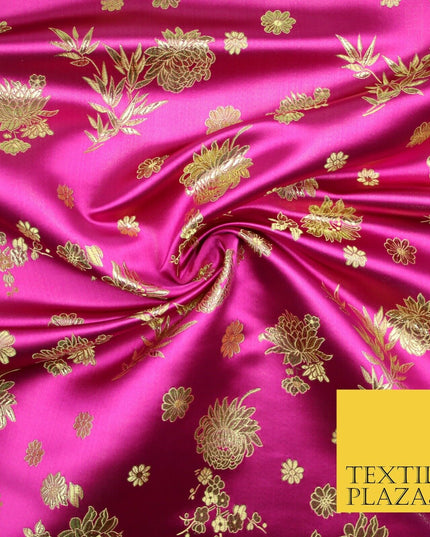 Traditional Oriental Chinese Brocade Metallic Floral Satin Jacquard Fabric 59"