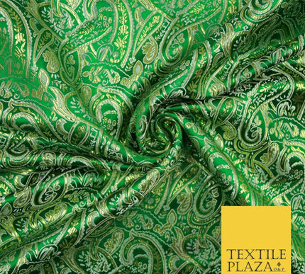 Intricate Paisley Oriental Chinese Brocade Metallic Satin Jacquard Fabric 59"