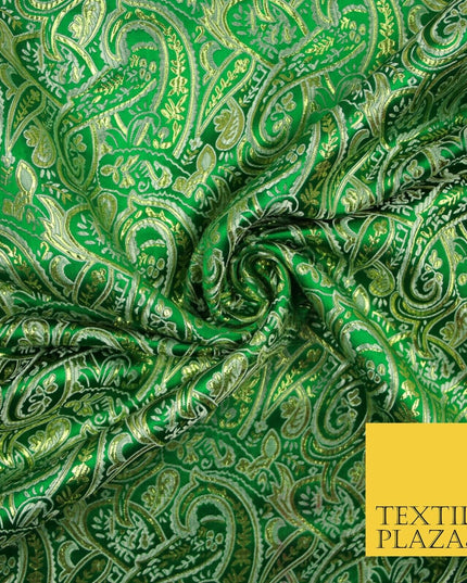 Intricate Paisley Oriental Chinese Brocade Metallic Satin Jacquard Fabric 59"