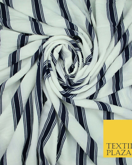 Premium Striped Palm Trees Elephant Retro Printed Bubble Crepe Dress Fabric 58"