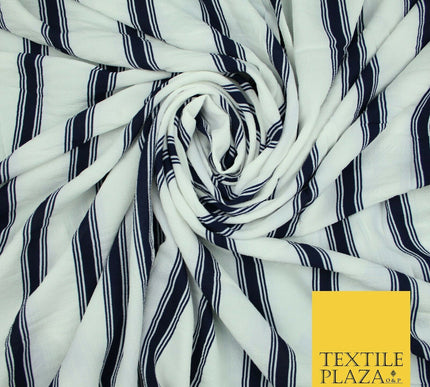 Premium Striped Palm Trees Elephant Retro Printed Bubble Crepe Dress Fabric 58"