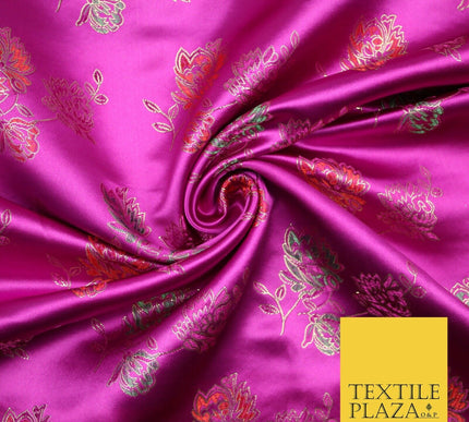 Traditional Oriental Chinese Brocade Metallic Floral Satin Jacquard Fabric 59"