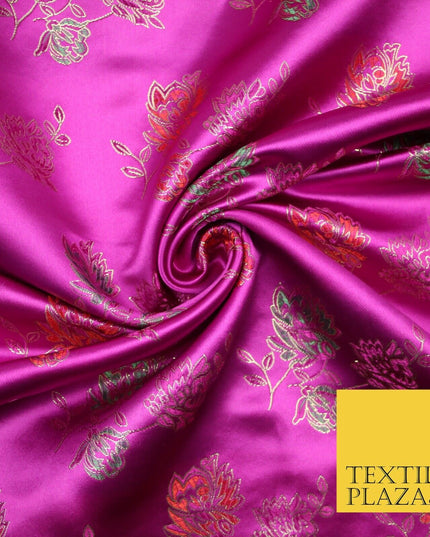 Traditional Oriental Chinese Brocade Metallic Floral Satin Jacquard Fabric 59"
