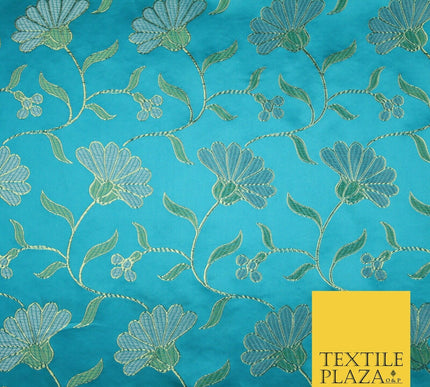 Traditional Oriental Chinese Brocade Metallic Floral Satin Jacquard Fabric 59"