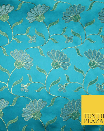 Traditional Oriental Chinese Brocade Metallic Floral Satin Jacquard Fabric 59"