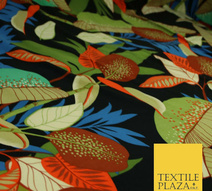 Jungle Leaves Floral Animal Cheetah Print Soft Stretch Jersey Dress Fabric Craft