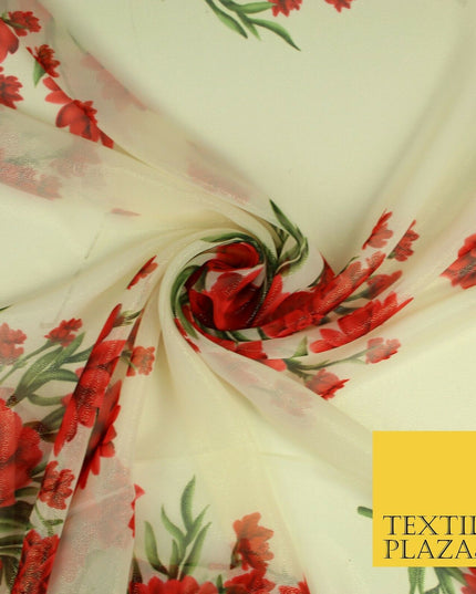 Various Floral Printed Gold Metallic Shimmer Georgette Dress Fabric Shaded Drape
