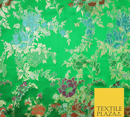 Traditional Oriental Chinese Brocade Metallic Floral Satin Jacquard Fabric 59"