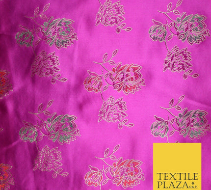 Traditional Oriental Chinese Brocade Metallic Floral Satin Jacquard Fabric 59"