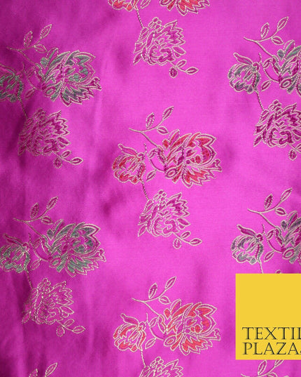 Traditional Oriental Chinese Brocade Metallic Floral Satin Jacquard Fabric 59"